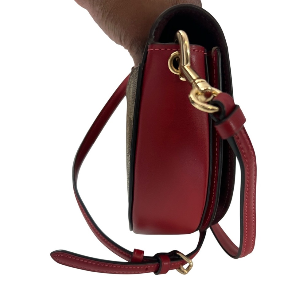 COACH Ellen Crossbody Bag in Signature Canvas Khaki Red C1430 - Picture 3 of 10